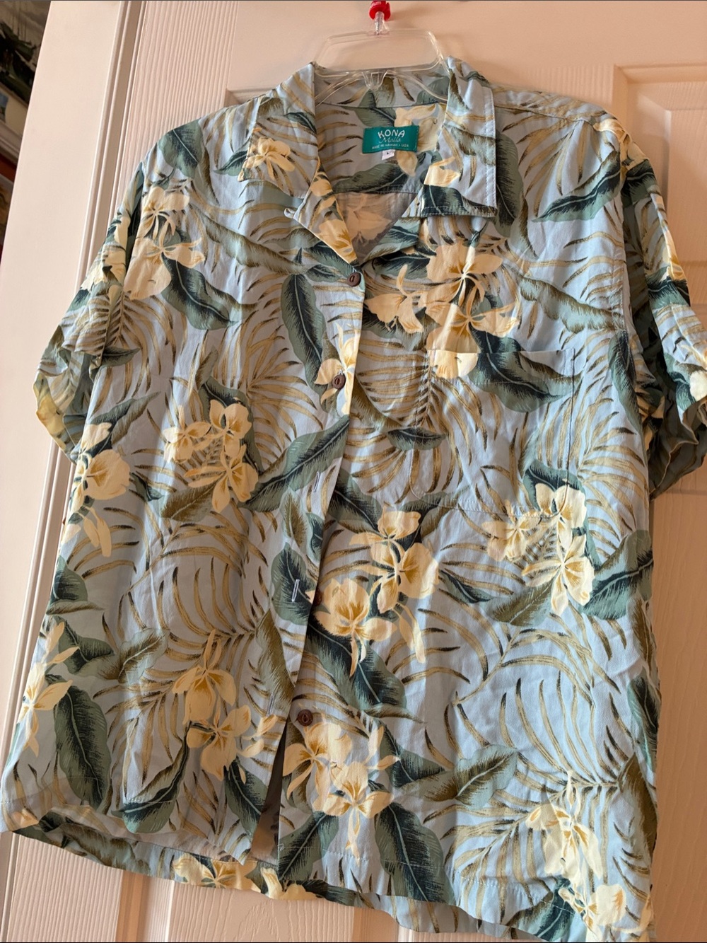 Men’s Light Blue Floral Hawaiian Shirt L
